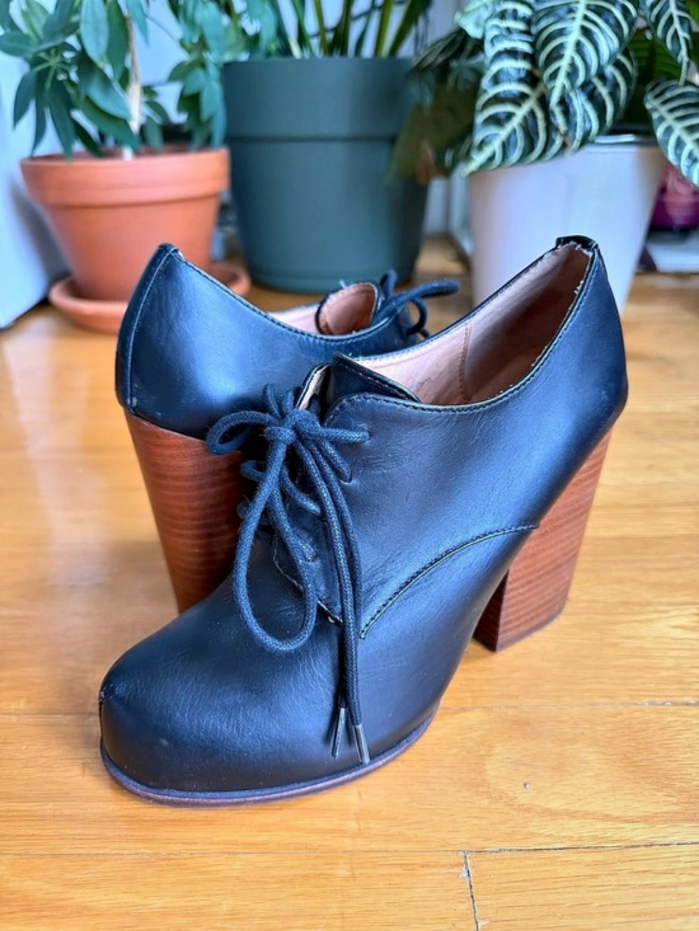 Jeffrey Campbell Leather Lace-Up Heels Shoes